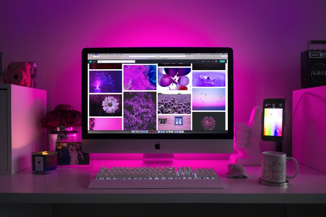 Desktop computer showing a photo portfolio