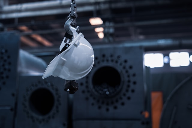 hard hat hanging from a hook