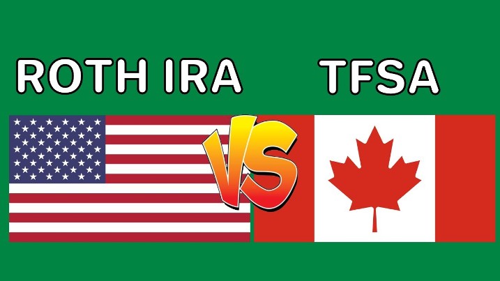 US flag and Canada flag representing Roth IRA to TFSA