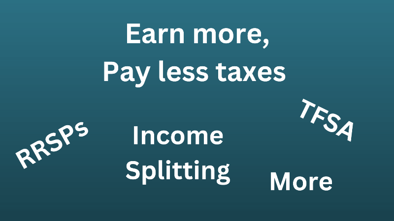 Text: Earn more, pay less taxes