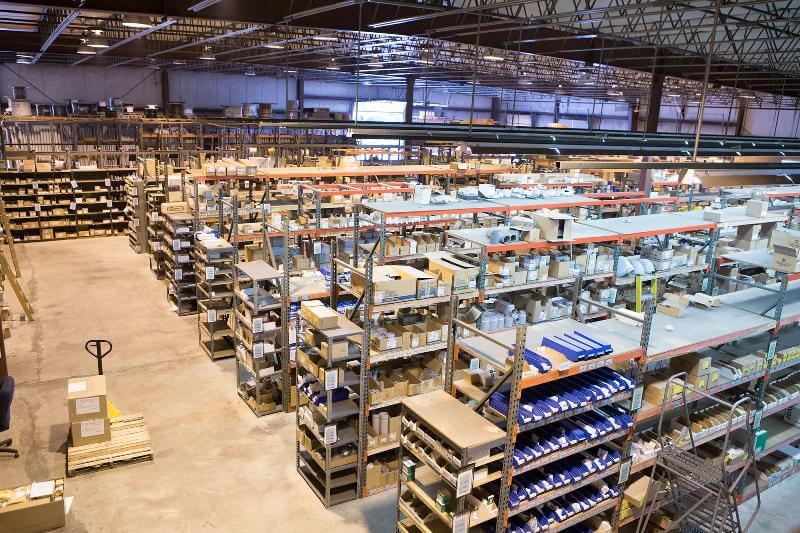Warehouse full of electronic items.