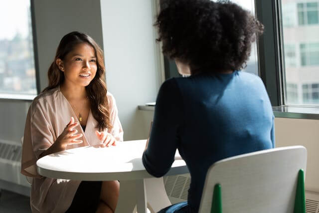 Two women having a conversation