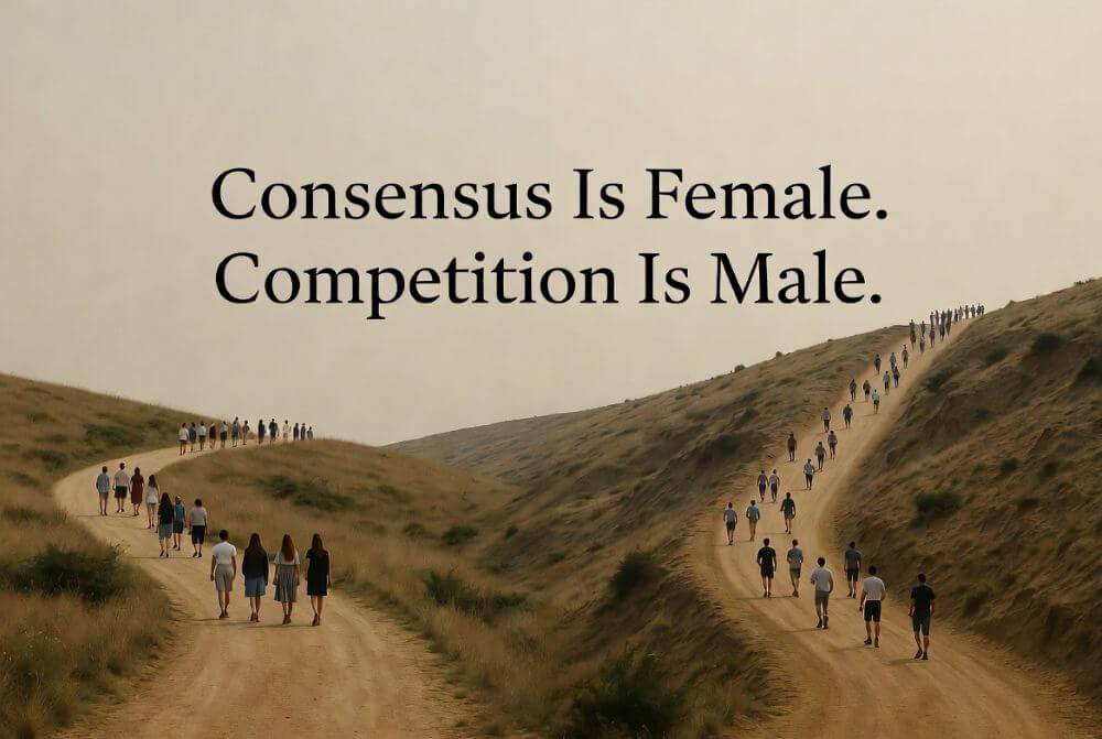 Why Society Codes Consensus as “Female” Behavior and Competition as Masculine