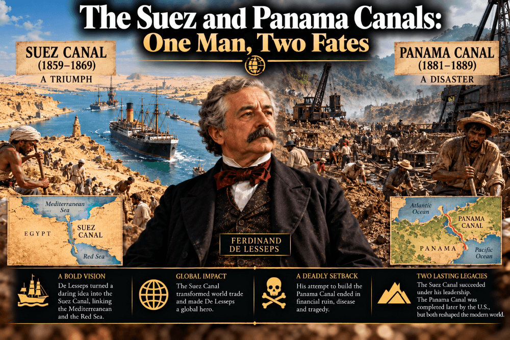 The Suez and Panama Canals: One Man, Two Fates